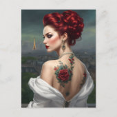 Redhead Tattooed Frau in Paris Postkarte (Vorderseite)