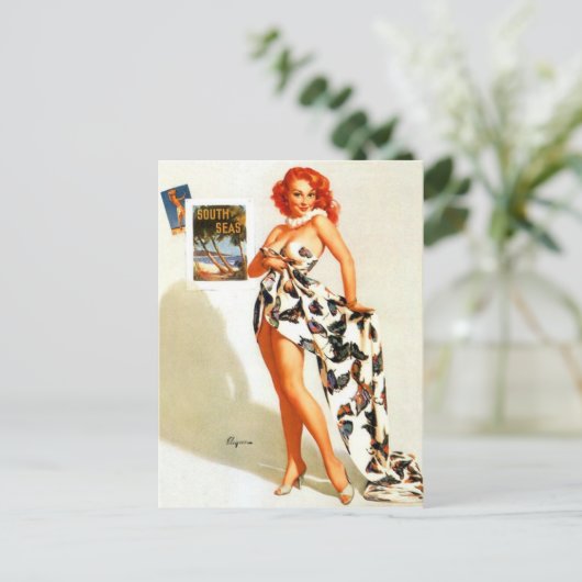 Redhead Traveller Button Up Postkarte (Stehend Vorderseite)