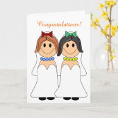 Redhead und Brünette Lesbische Hochzeitkarte Karte (Gelbe Blume)