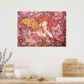 Redhead unter Blume, Alphonse Mucha Poster (Küche)
