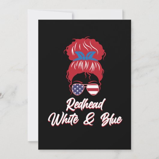 Redhead USA Flag Niedlich Red Hair Girls Women Gra Dankeskarte (Vorderseite)