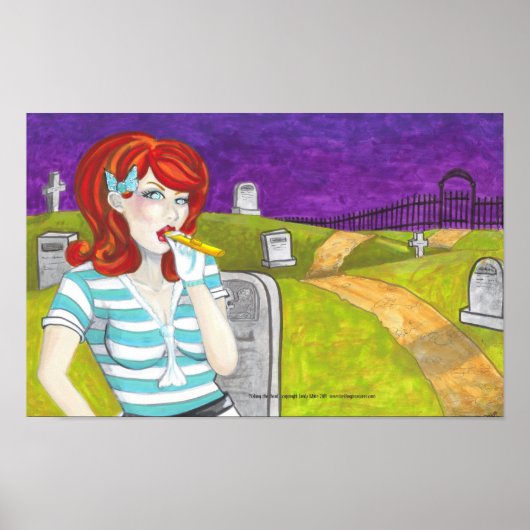 Redhead w Kazoo in Graveyard Dark Art Poster druck (Vorne)