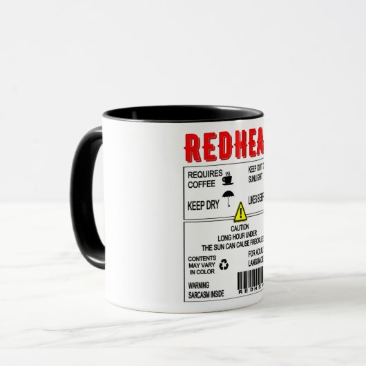 Redhead-Warnschild Tasse (Vorderseite Links)
