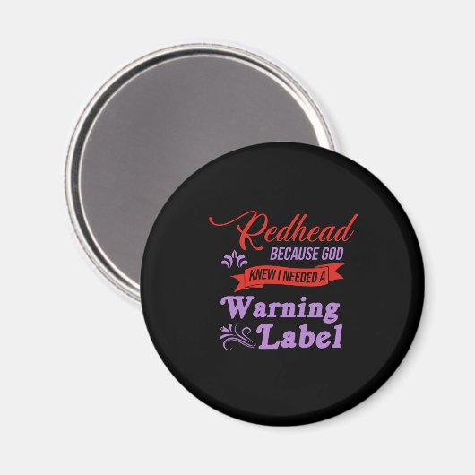 Redhead Warnungen Label Ginger Red Hair Geschenk Magnet (Vorderseite/Rückseite)