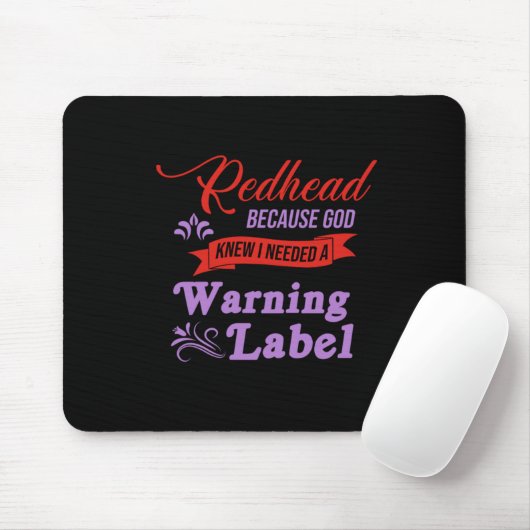 Redhead Warnungen Label Ginger Red Hair Geschenk Mousepad (Mit Mouse)
