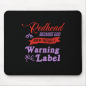 Redhead Warnungen Label Ginger Red Hair Geschenk Mousepad (Vorne)