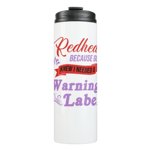 Redhead Warnungen Label Ginger Red Hair Geschenk Thermosbecher (Vorderseite)