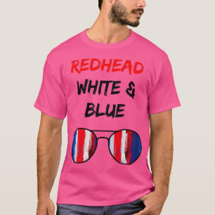 Redhead weiß und blau Funny Patriotic Patriot Ame T-Shirt