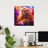 Redhead Woman & Blume Poster (Heimbüro)