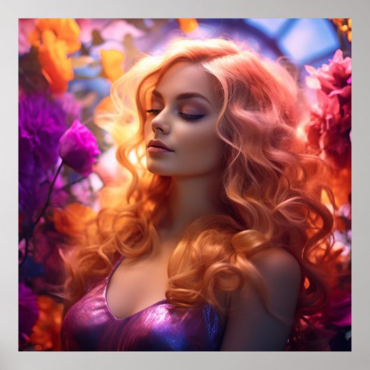 Redhead Woman & Blume Poster (Vorne)