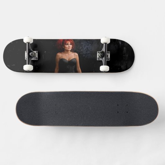 Redhead Woman Enjoying a Dark Place skateboard (Horizontal)