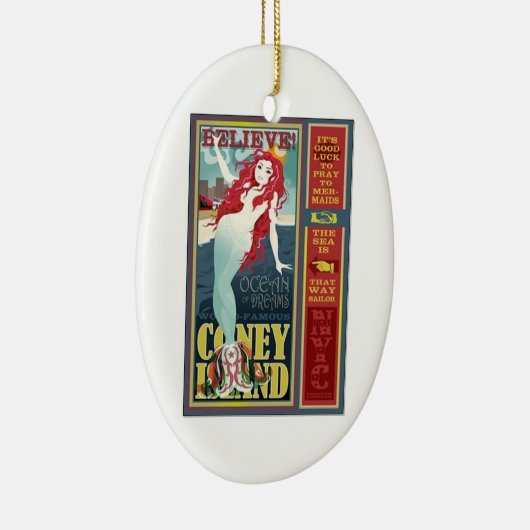 redheaded Coneyinsel-Meerjungfrauschönheit Keramikornament (Rechts)