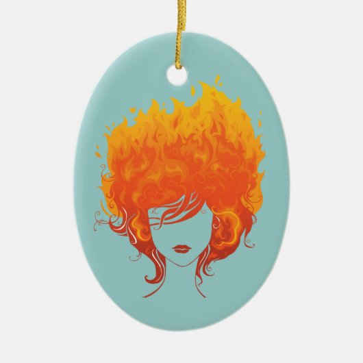 Redheaded Frau, rotes Feuer-Haar Keramikornament (Vorne)