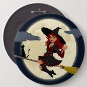 REDHEADED HALLOWEEN WITCH BUTTON (Vorne & Hinten)