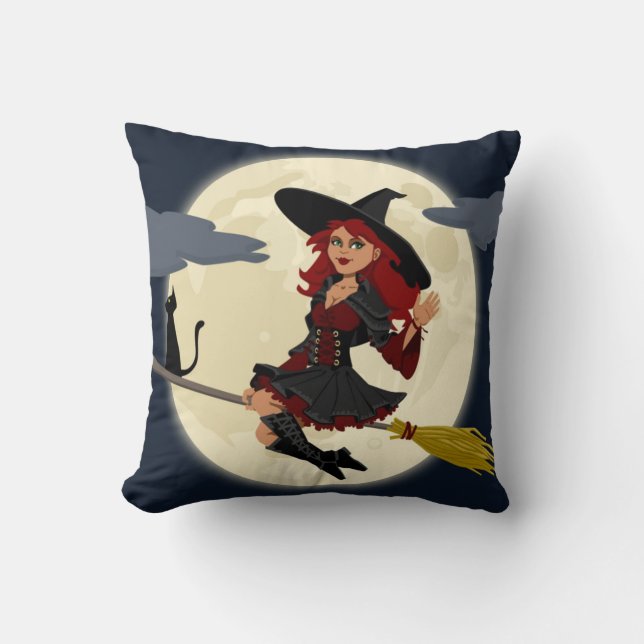 REDHEADED HALLOWEEN WITCH KISSEN (Vorderseite)