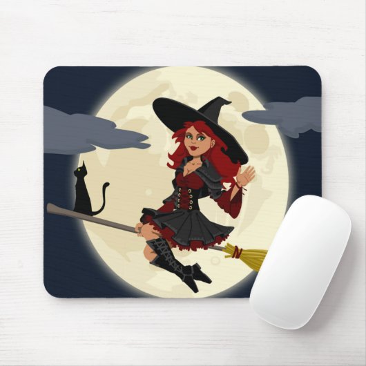 REDHEADED HALLOWEEN WITCH MOUSEPAD (Mit Mouse)