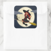 REDHEADED HALLOWEEN WITCH QUADRATISCHER AUFKLEBER (Tasche)