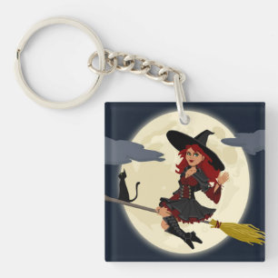 REDHEADED HALLOWEEN WITCH SCHLÜSSELANHÄNGER