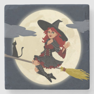 REDHEADED HALLOWEEN WITCH STEINUNTERSETZER