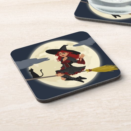 REDHEADED HALLOWEEN WITCH UNTERSETZER (Linke Seite)