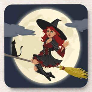 REDHEADED HALLOWEEN WITCH UNTERSETZER