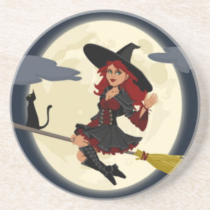 REDHEADED HALLOWEEN WITCH UNTERSETZER