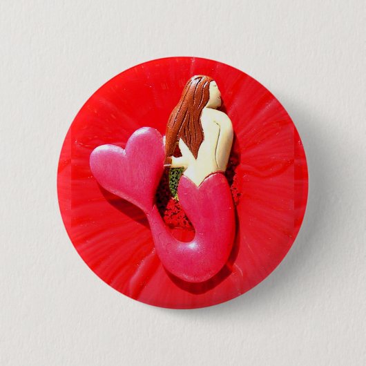 redheaded HerzSchwanz Meerjungfrau Button (Vorderseite)