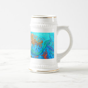 redheaded Meerjungfrau Stein Bierglas