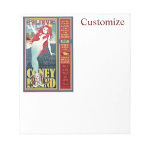 Redkopfconey Island Mermaid Notizblock