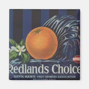 Redlands auserlesener orange Kisten-Aufkleber Magnet