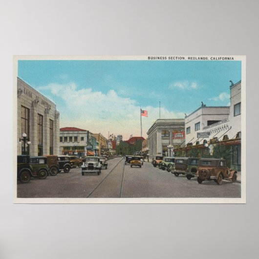 Redlands, CA - Business District Town Centre Vie Poster (Vorne)
