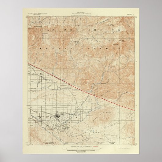 Redlands quadranglind zeigt San Andreas Rift Poster (Vorne)