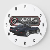 Redline Garage Black Vette Große Wanduhr (Vorderseite)