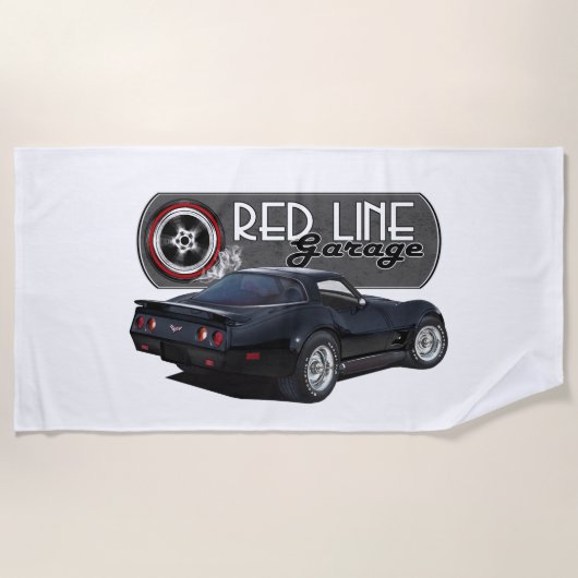 Redline Garage Black Vette Strandtuch (Vorderseite)