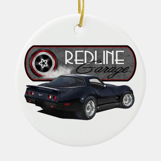 Redline Garagen-Korvette-Schwarzes Keramik Ornament (Vorne)