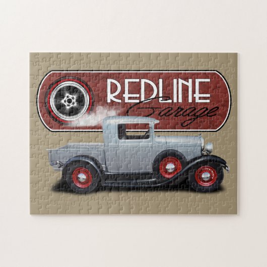 Redline Garagen-silbernes frisiertes Auto Puzzle (Horizontal)