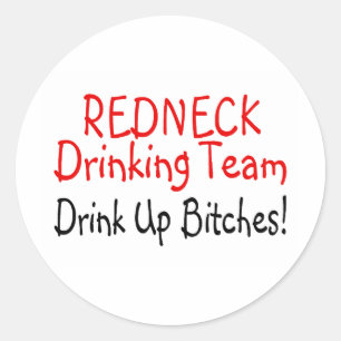 Redneck Drinking Team (Rot Schwarz) Runder Aufkleber