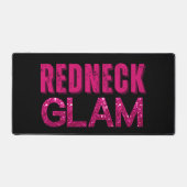 Redneck Glam Pink Glitzer auf Schwarz Schreibtischunterlage (Vorderseite)