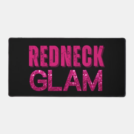 Redneck Glam Pink Glitzer auf Schwarz Schreibtischunterlage (Vorderseite)