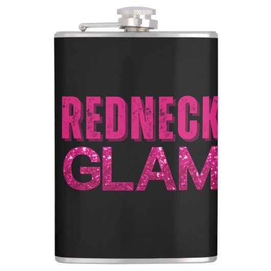 Redneck Glam Pink Glitzer Flachmann (Vorderseite)