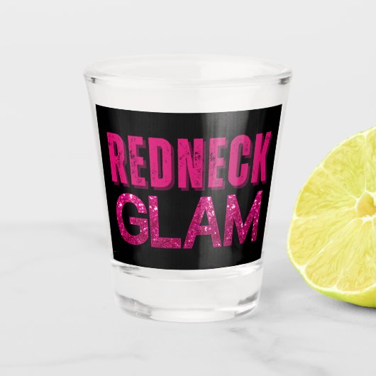 Redneck Glam Pink Glitzer Schnapsglas (Vorderseite)