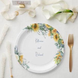 Redneck Hochzeit Sonnenblumen Personalisierte Name Pappteller