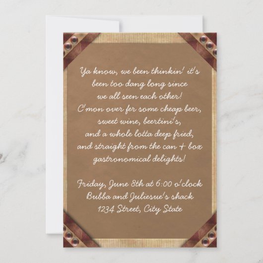 Redneck-Party Einladungen (Rückseite)