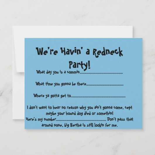 Redneck Party Warnzeichen mit Schusswaffen Einladung (Rückseite)