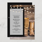 Redneck Wedding Cowboy Boots Lights Gray & Black Einladung (Vorne/Hinten)