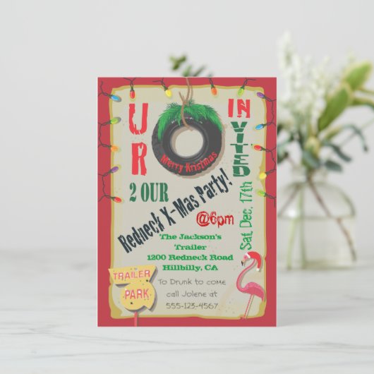 Redneck Weihnachten Party Einladungen (Stehend Vorderseite)