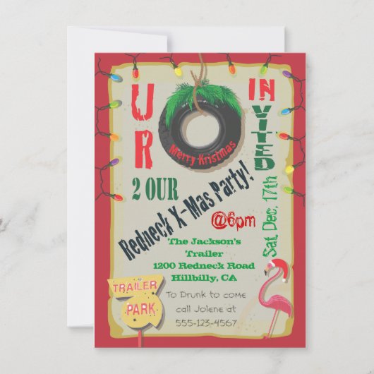 Redneck Weihnachten Party Einladungen (Vorderseite)