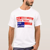 Redneck-weißer Abfall-blauer Kragen-T - Shirt