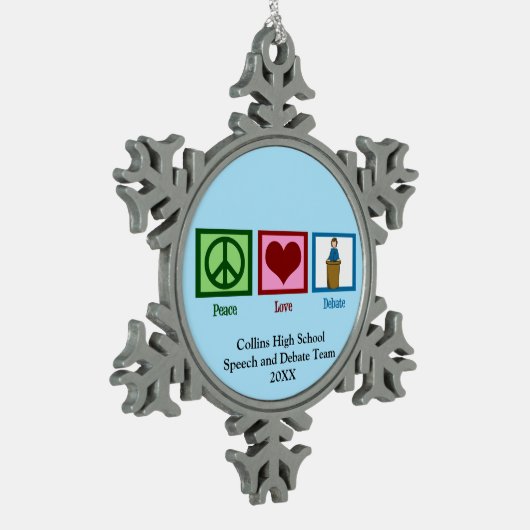 Redner- und Diskussionsteam Niedlich Custom Blue C Schneeflocken Zinn-Ornament (Links)