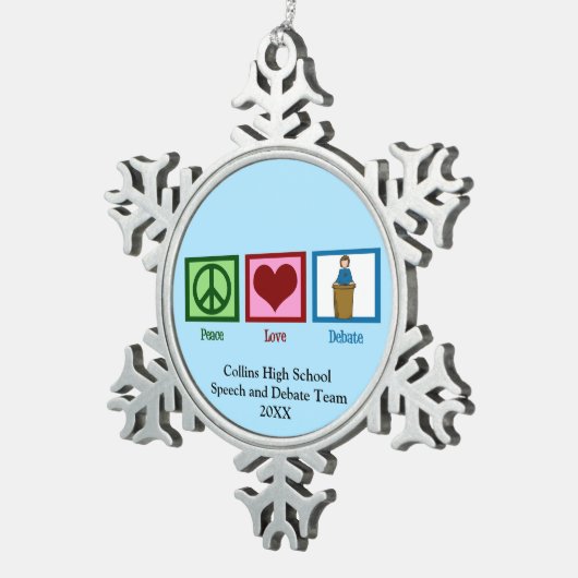 Redner- und Diskussionsteam Niedlich Custom Blue C Schneeflocken Zinn-Ornament (Rechts)